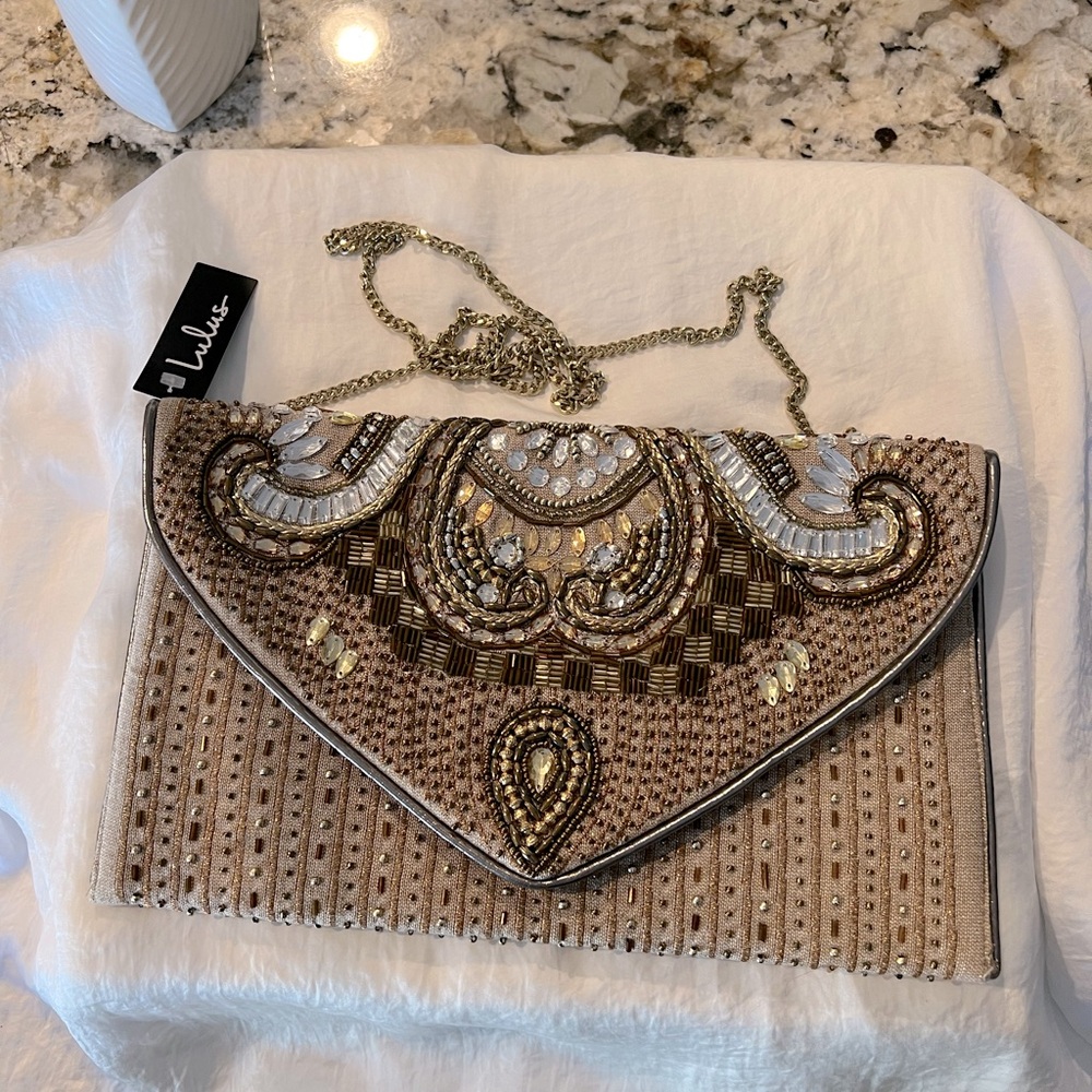 Lulus Gold Studded Bag.. like New with tag… never used